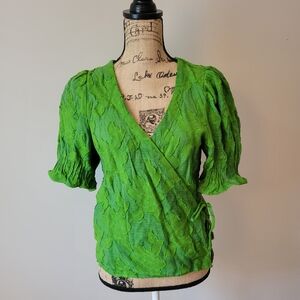 Maeve Leafy Green Wrap Blouse